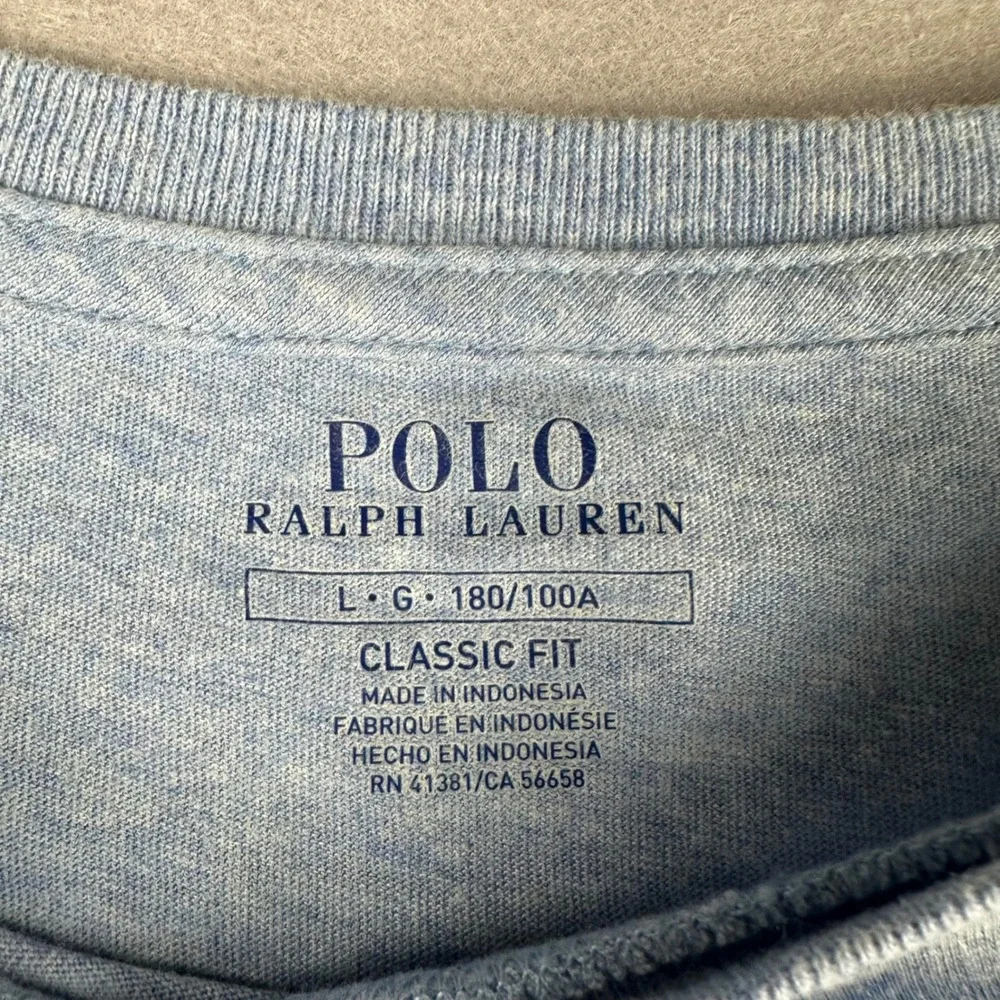 Polo Ralph Lauren Mens Classic Fit T-Shirt Blue Heather Cotton Large L Logo